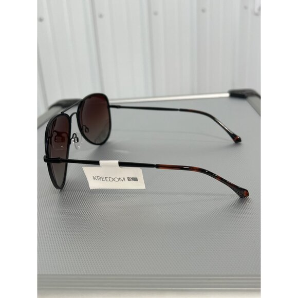 Kreedom Polarized Aviator Sunglasses UV Protection Tortoise Shell Arms Brown NEW - Picture 3 of 6